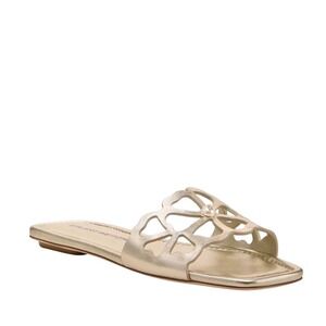 Stuart Weitzman Womens Jasmine Slide Sandals Gold Metallic Pearl Size 9.5